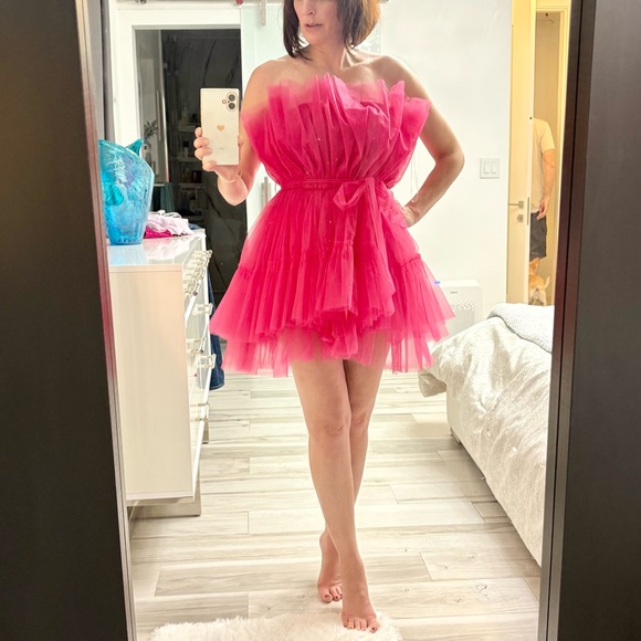 Strapless Pink Tulle Dress - Picture 1 of 6